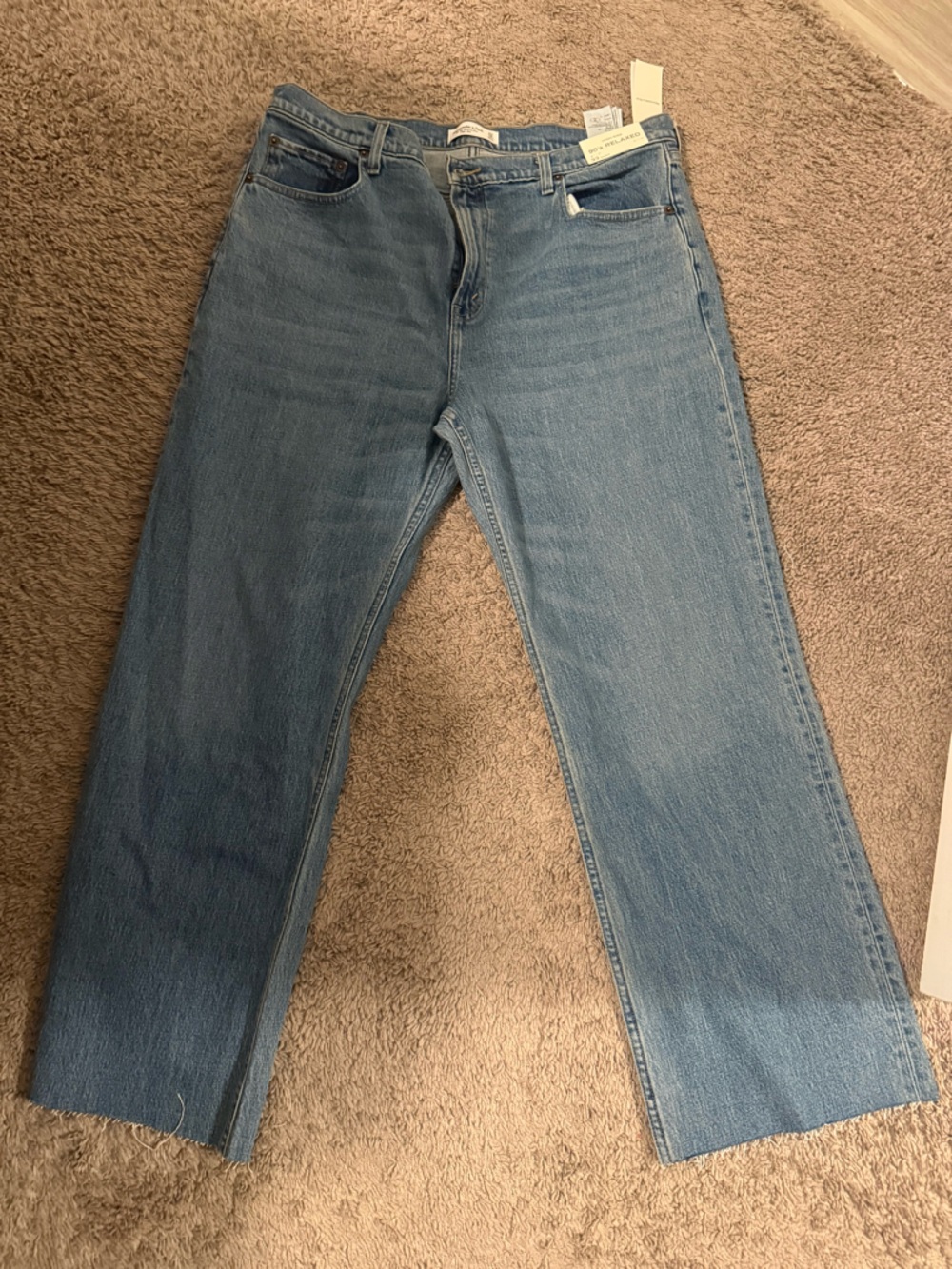 High Rise 90s Relaxed Short Length Light Blue Jeans - Picture 3 of 4